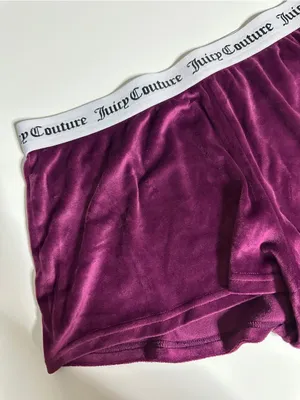 Juicy Couture Magenta Purple Velour Rhinestone Logo Sleep Shorts Size Medium thumbnail 5