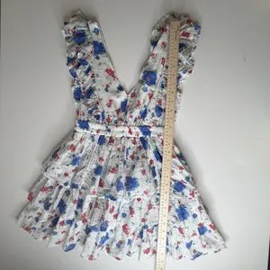 LoveShackFancy Bennett Mini Dress XS blue Notte Floral Cotton Cottage Boho Beach thumbnail 13