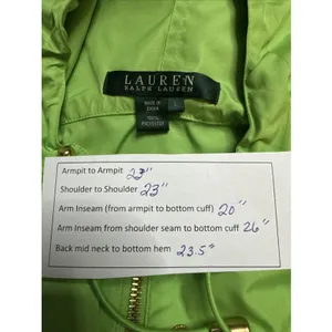 Ralph Lauren Green Jacket Windbreaker Womens L Hooded Lightweight Gold Buttons thumbnail 6