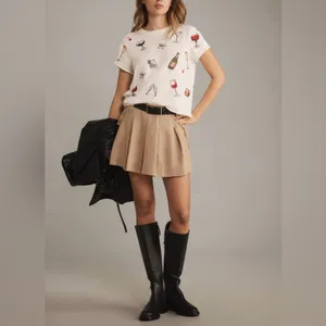NWT Anthropologie Maeve The Caitlin Embroidered Boxy Tee - drinks - small thumbnail 5