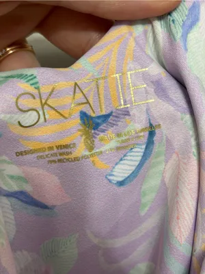 NEW SKATIE Amanda One Piece Swimsuit in Pastel Purple Leaf Print - Size S thumbnail 6
