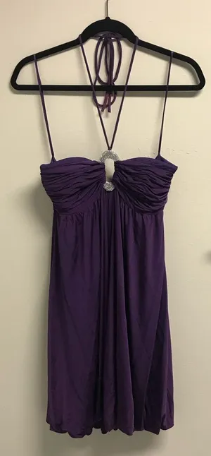 Halter Flowing Mini Dress Purple Size 8 thumbnail 1