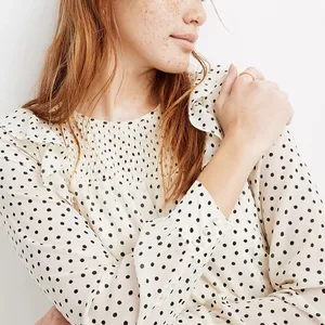Madewell Smocked Ruffle-Shoulder Midi Dress in Inkbrush Dots‎ Size M thumbnail 2