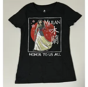 Black Red ‘Mulan: Honor To Us All’ Movie Graphic Short Sleeve T-Shirt Top Blouse Tee Size S 🌹✨ thumbnail 2