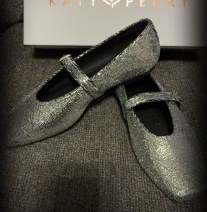 Katy Perry The Evie Mary Jane Silver Crackled Glitter Flats thumbnail 1