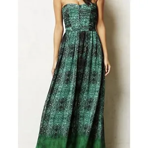 Moulinette Soeurs Vernalis Green Strapless Maxi Dress Size 2 A Line thumbnail 3