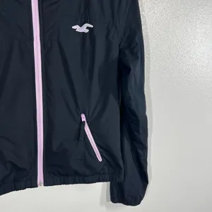 Hollister Hooded Windbreaker Jacket Medium Women Black Lightweight Casual Zip Up thumbnail 5