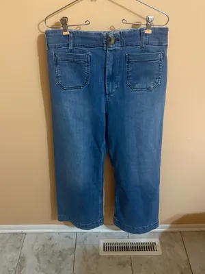 Anthropologie Maeve Colette Wide Leg Cropped Medium Wash Jeans thumbnail 3