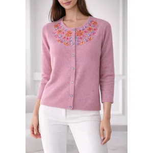 Free People Pink Embroidered Cardigan Sweater Womens Medium New Lilac thumbnail 13