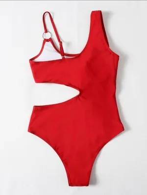 One Piece Cutout  Red Swimsuit thumbnail 4