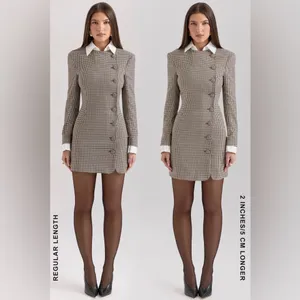 House of CB LEONI Brown Puppytooth Check Bodycon Mini Dress NWOT‎ Size XL thumbnail 16
