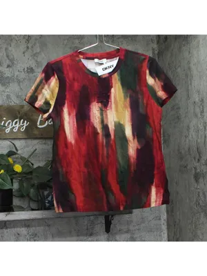 NWT DKNY Abstract-Print Logo T-Shirt P5EHXWNA June Brush Stroke Red M thumbnail 6
