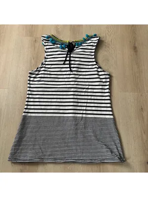 Anthropologie One September EUC Women's Striped Pom Pom Tank Size M thumbnail 6