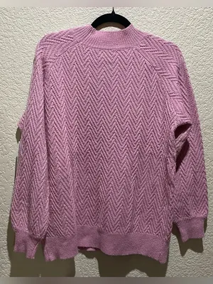 Pink Clover NWT Soft Chevron Knit Mock Neck Sweater - Pink Size L thumbnail 3