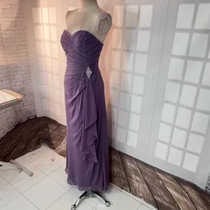 Bill Levkoff Purple Strapless Sweetheart Neck Pleated Bridesmaid Dress Size 6 thumbnail 3