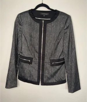 Anne Klein Women's Suit Jacket Blazer Metallic Gray Size‎ 8 Career Office thumbnail 1