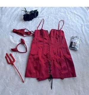 Dream girl Satin Shantung Corset Dress Devil Costume Sz 38 thumbnail 3