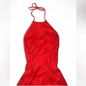 Windsor Red Maxi Halter Neck Sparkly Dress thumbnail 2