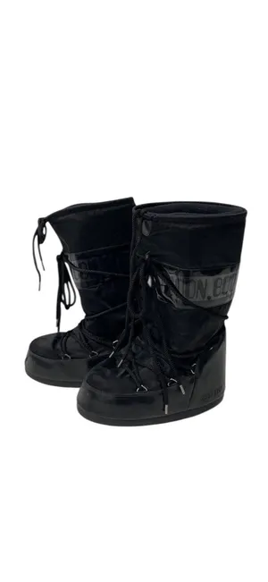 MOON BOOT ICON GLANCE SATIN TALL SNOW SKi BOOTS WOMEN'S BLACK US 7-8.5 39-41 thumbnail 2