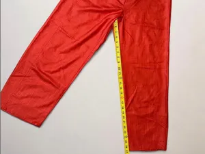 Babette Red Cropped Wide Leg Pants Size M Retro Y2K Trousers thumbnail 6