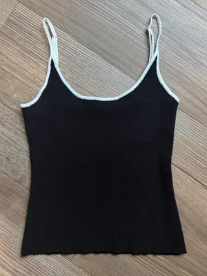 American Threads Women’s Black Tank Top with White Trim thumbnail 1