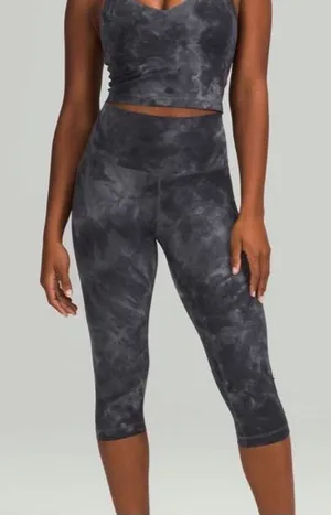 NWT Lululemon Align HR Crop 17" Leggings Diamond Dye Pitch Grey Graphite Grey 14 thumbnail 1
