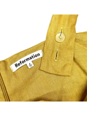 Reformation Kerrigan Linen Mini Dress Ruched Side Tuscan Sun Yellow Size 4 thumbnail 8