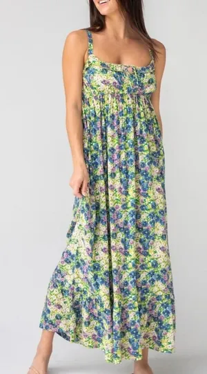 Natural Life Elizabeth Maxi Dress in Green Floral Size: M thumbnail 1