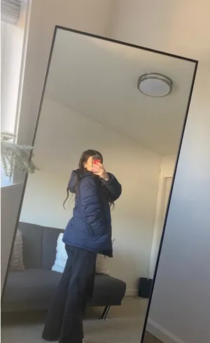 Amazon Blue navy puffer jacket thumbnail 3