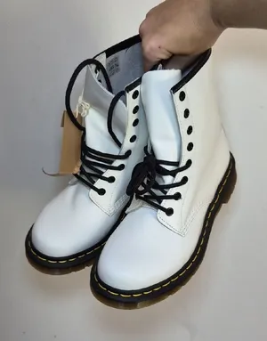 Dr. Martens White Lace-Up Women's Combat Boots with Black Laces thumbnail 1