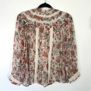 Anthropologie‎ Feather Bone Elena Floral Lace Trim Blouse Women's Size 4 thumbnail 6