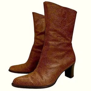 vintage A. Marinelli boots by Marinelli Genuine Leather Floral Embossed thumbnail 1