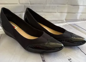 Circa Joan & David Patent Leather and Wedge Heel Shoes in Black thumbnail 1