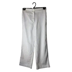 Faherty Malibu Linen Pant Women Small Blue White Stripe Lagenlook Preppy Coastal thumbnail 2