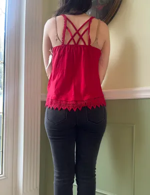 Taylor & Sage red crochet tank top thumbnail 2