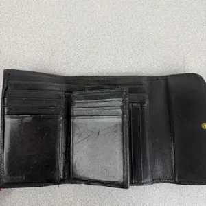 Vintage Coach Leather Wallet Black Tri Fold Snap Brass Cards Cash ID Classic thumbnail 7
