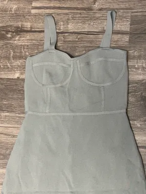 Zara Sage Green Bustier Bodycon Maxi Dress Size S thumbnail 3