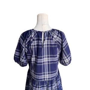 Hill House - Navy Plaid Cotton Mini Dress Sz S thumbnail 5
