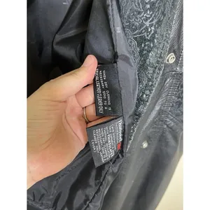 Women's Leather Coat Long Trench Black Patchwork Gothic Print Whimsigoth Moto 80 thumbnail 9