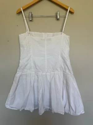ZARA White Mini Dress With Eyelet Details thumbnail 4