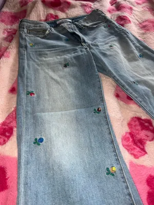 Sam Edelman Flower Embroidered Wide Leg Jeans thumbnail 3