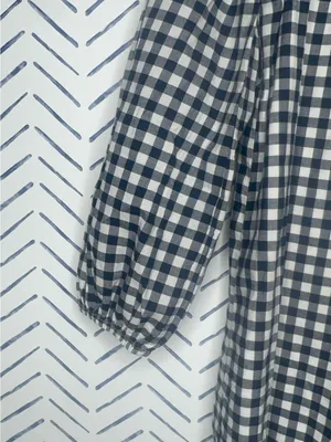 Abercrombie & Fitch navy white gingham off-the-shoulder mini dress size small thumbnail 3