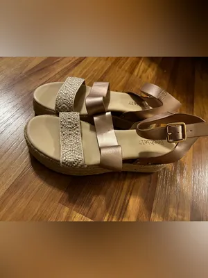 Womens Neutral Espadrille Platform Sandals with Ankle Strap Tan Size 5 thumbnail 2