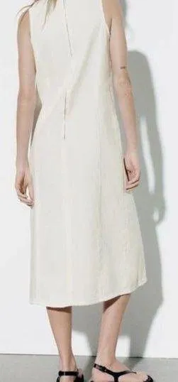 ZARA White Denim Midi Dress thumbnail 2