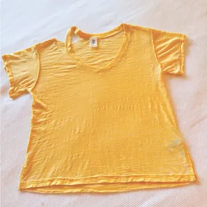 FREE PEOPLE We The Free Burnout Boyfriend T-shirt Yellow Short Sleeve CutOut Tee thumbnail 2