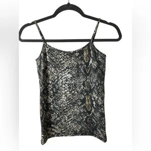 Zara Collection Snake Print Cami Top‎ Spaghetii Strap Black Gold Tan Size S thumbnail 6