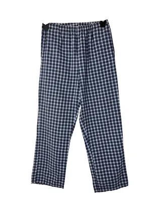 Handmade Navy Plaid Pants Women's XS/Petite Small? Elastic Waist Hand Pockets Us thumbnail 2