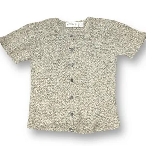Vintage Marled Knit Cardigan Oatmeal Sweater Coastal Grandmother 90s Minimalist thumbnail 1
