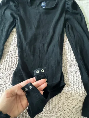 Black Ribbed Longsleeve Bodysuit  thumbnail 6