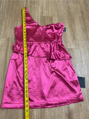 Lulu's Hot Pink One-Shoulder Satin Peplumi Mini thumbnail 7